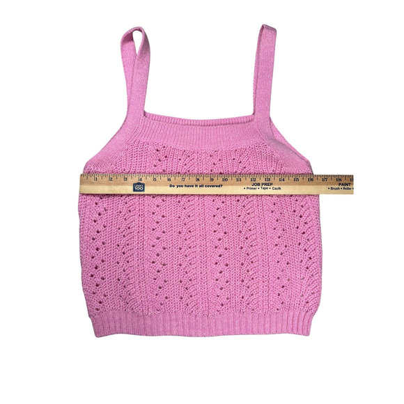 Lilly Pulitzer Zabrina Pink Pointelle Knit Square Neck Sweater Tank Top Sz M - Picture 4 of 7
